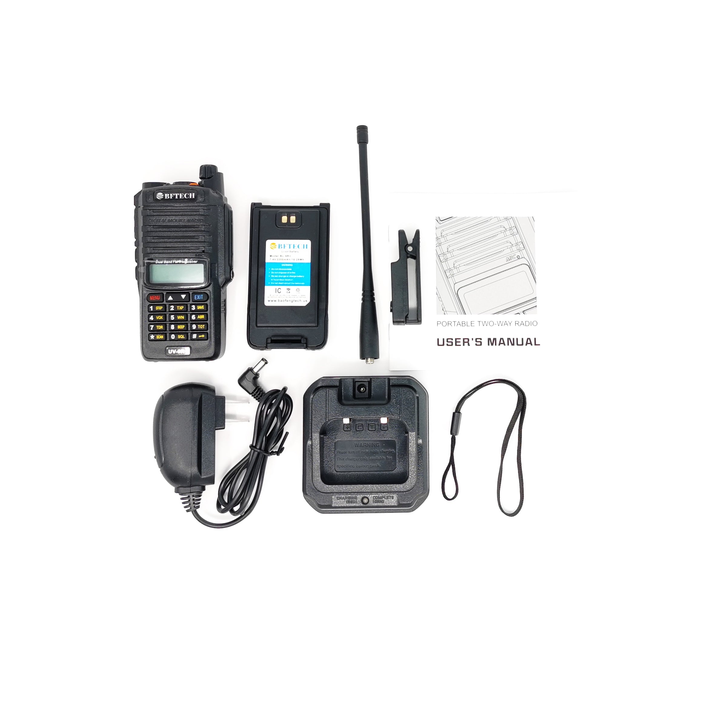 BFTECH UV-9R+ Handheld Walkie Talkie 8W uhf vhf uv dual band ip67 waterproof two way radio