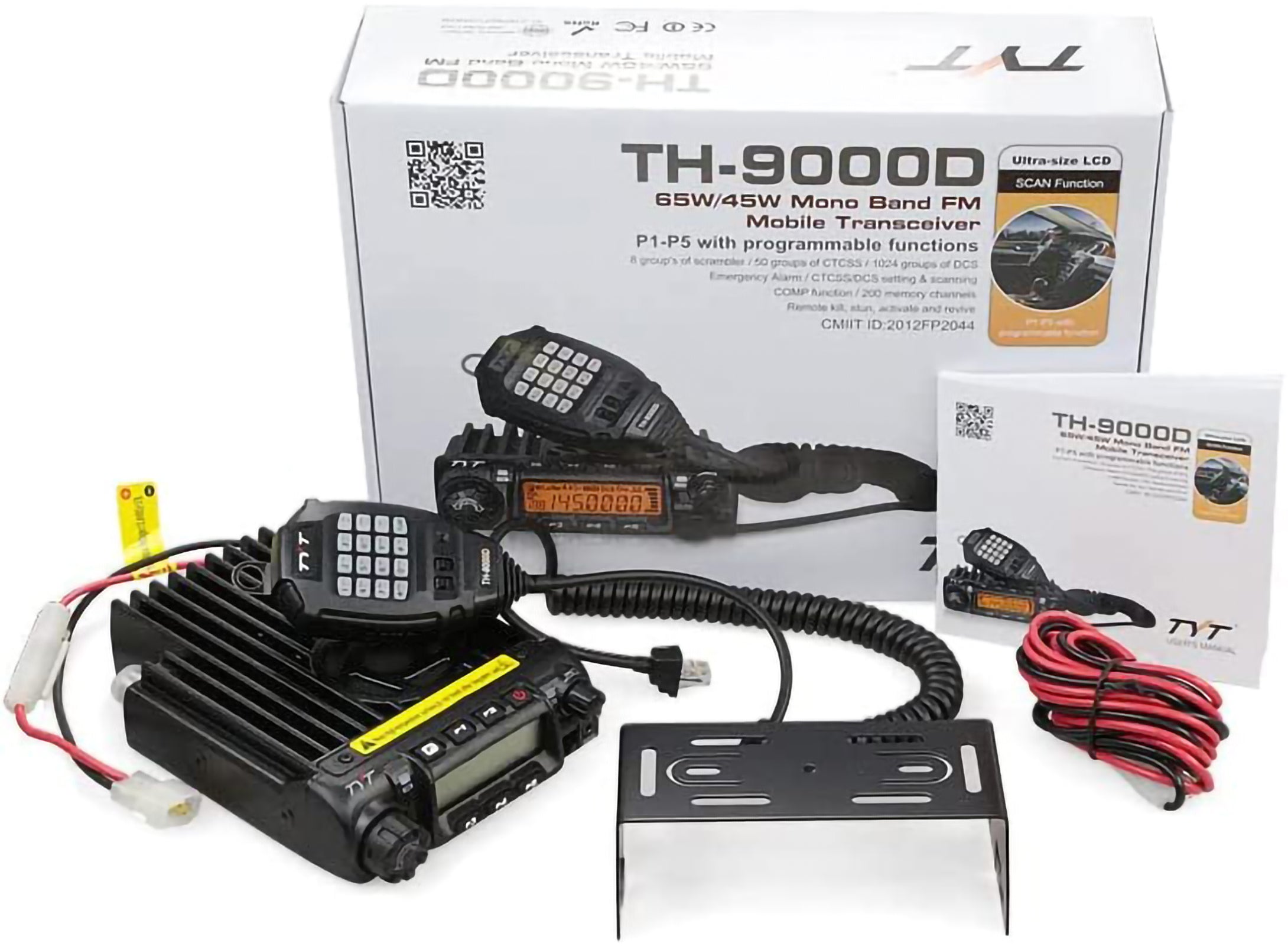 TYT TH-9000D Plus  Mobile car radio vhf 144-148mh 65w 200 channels vehicle transceiver(ic certification id: 10337a-th-9000dv)