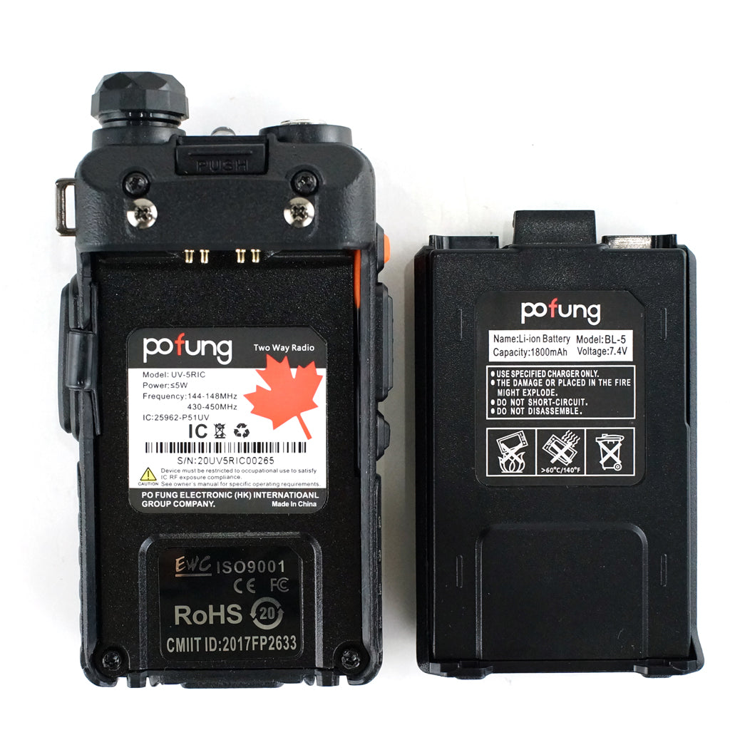 Pofung BaoFeng UV 5RIC VHF 144-148 MHz UHF 430-450 MHz Dual Band Two Way Amateur Radio