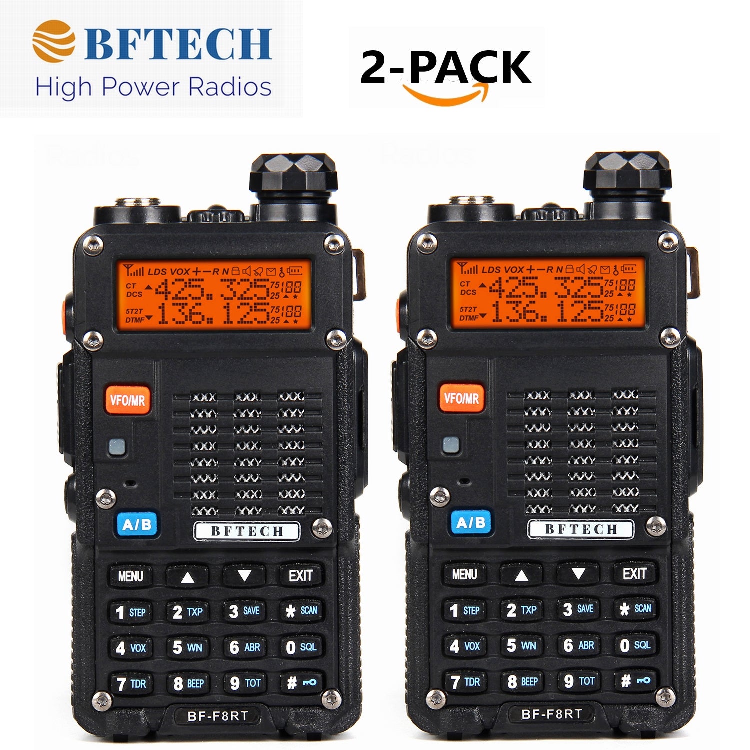 BFTECH BF-F8RT(UV-5R 4rd Gen, Model:UV-5X) 8-Watt Dual Band Two-Way Radio(2-pcs)