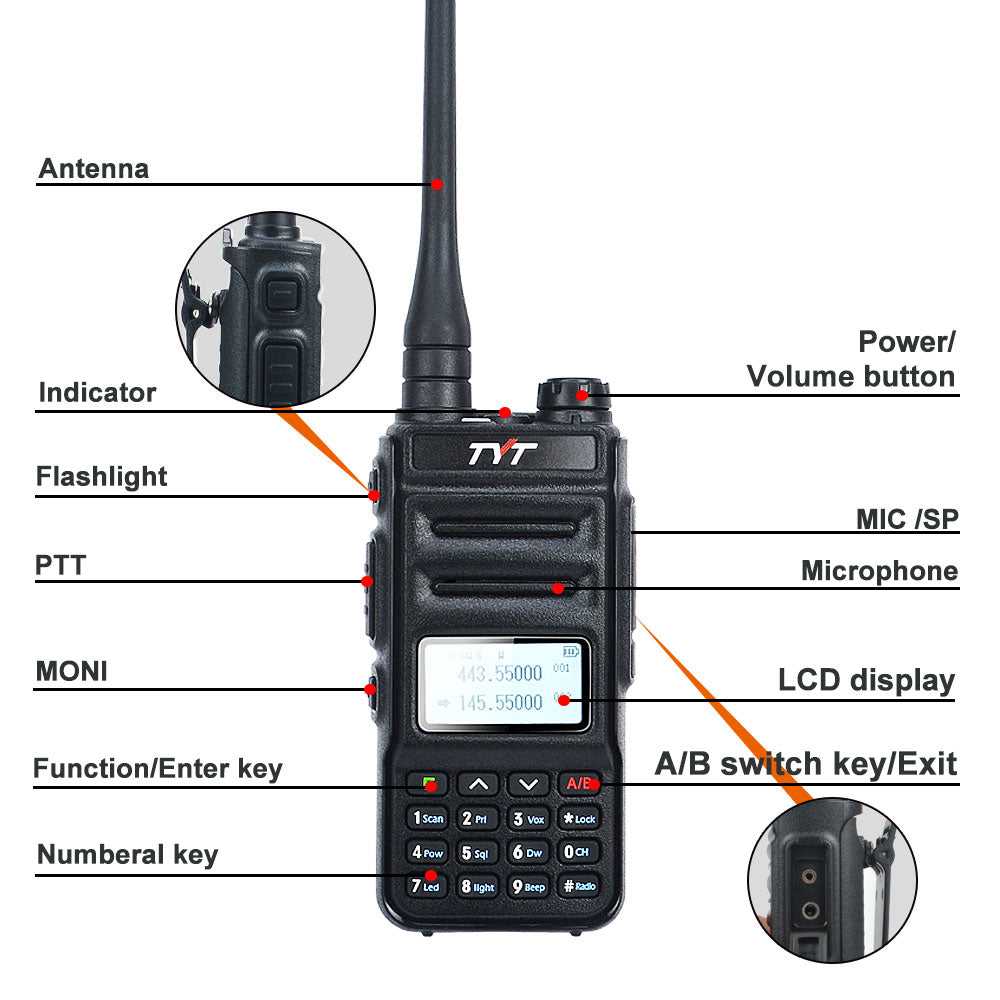 TYT TH-UV88 VHF 144-148 MHz UHF 420-450 MHz Dual Band Two Way Amateur Radio