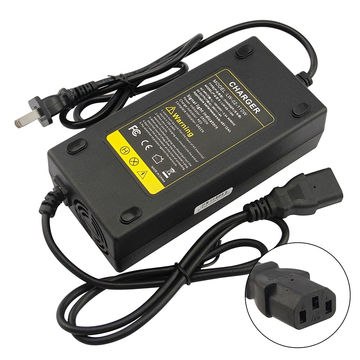 3 Holes with an AC Female Plug Connector Electric Scooter Charger Electric Scooter Electric Motorcycle Electric Wheelchair(59V 2.5A) - BAOFENGBFTECH