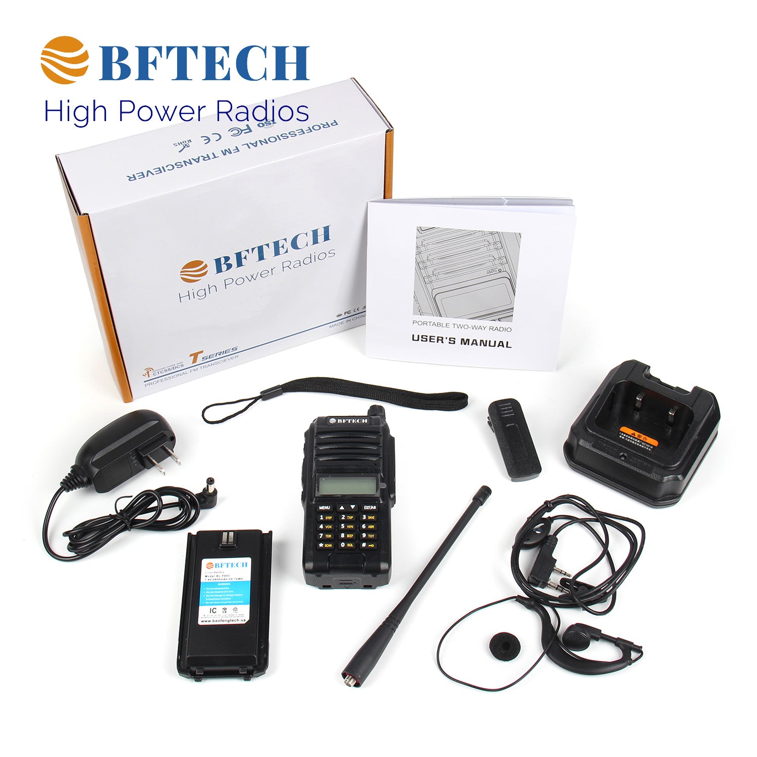 BFTECH BF-F8X3 Tri-Band 8 Watt VHF 1.25M UHF 136-174/220-260/400-520Mhz Portable Amateur Ham Two Way Radio - BAOFENGBFTECH