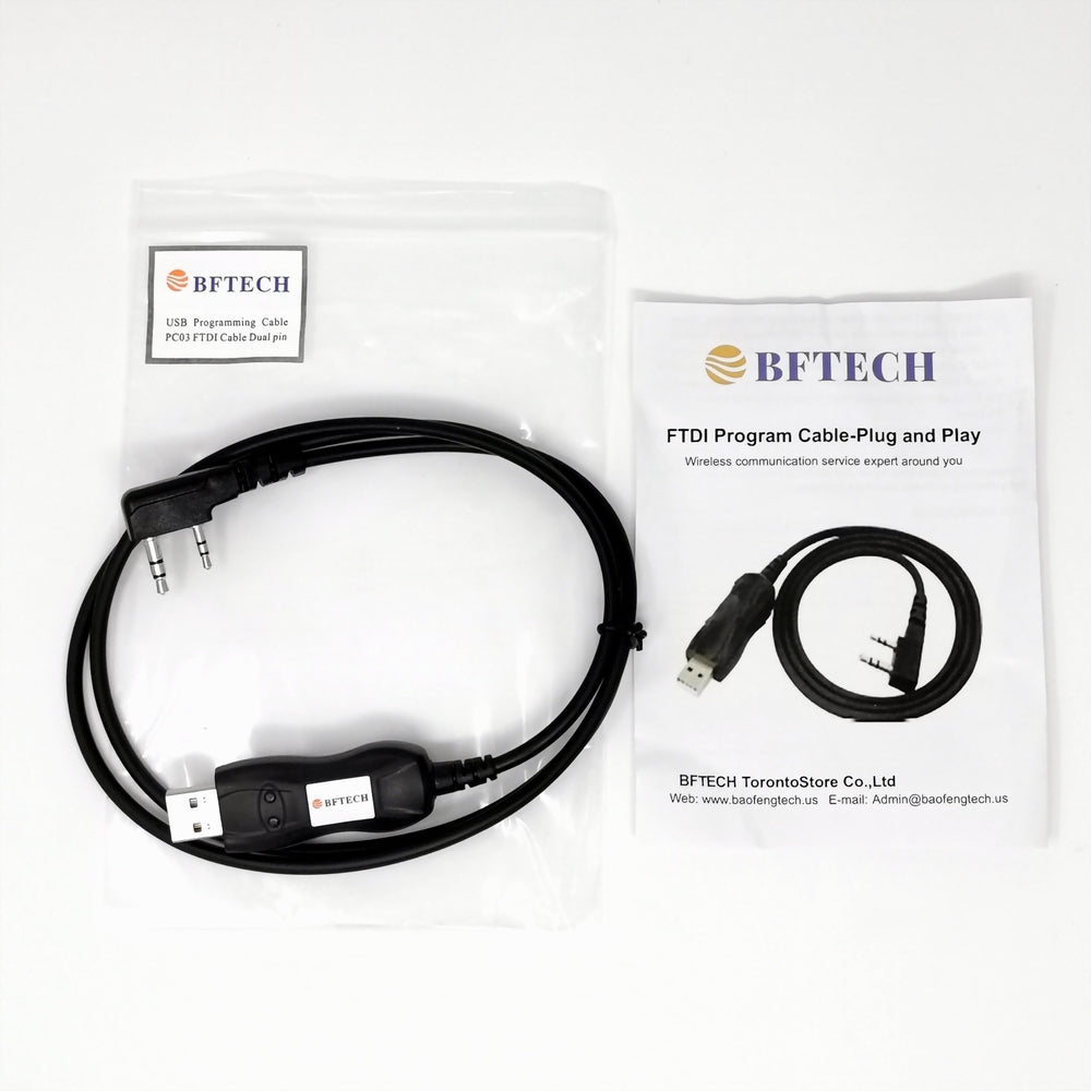 BFTECH PC03 FTDI Genuine USB Programming Cable Dual pin for BFTECH, Baofeng, Kenwood, and AnyTone Radio - BAOFENGBFTECH