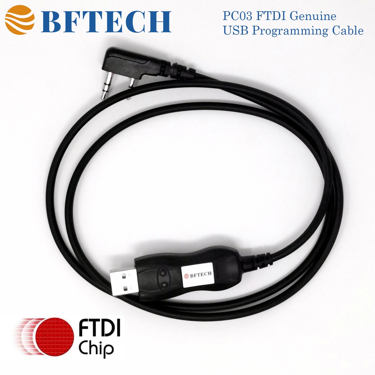 BFTECH PC03 FTDI Genuine USB Programming Cable Dual pin for BFTECH, Baofeng, Kenwood, and AnyTone Radio - BAOFENGBFTECH