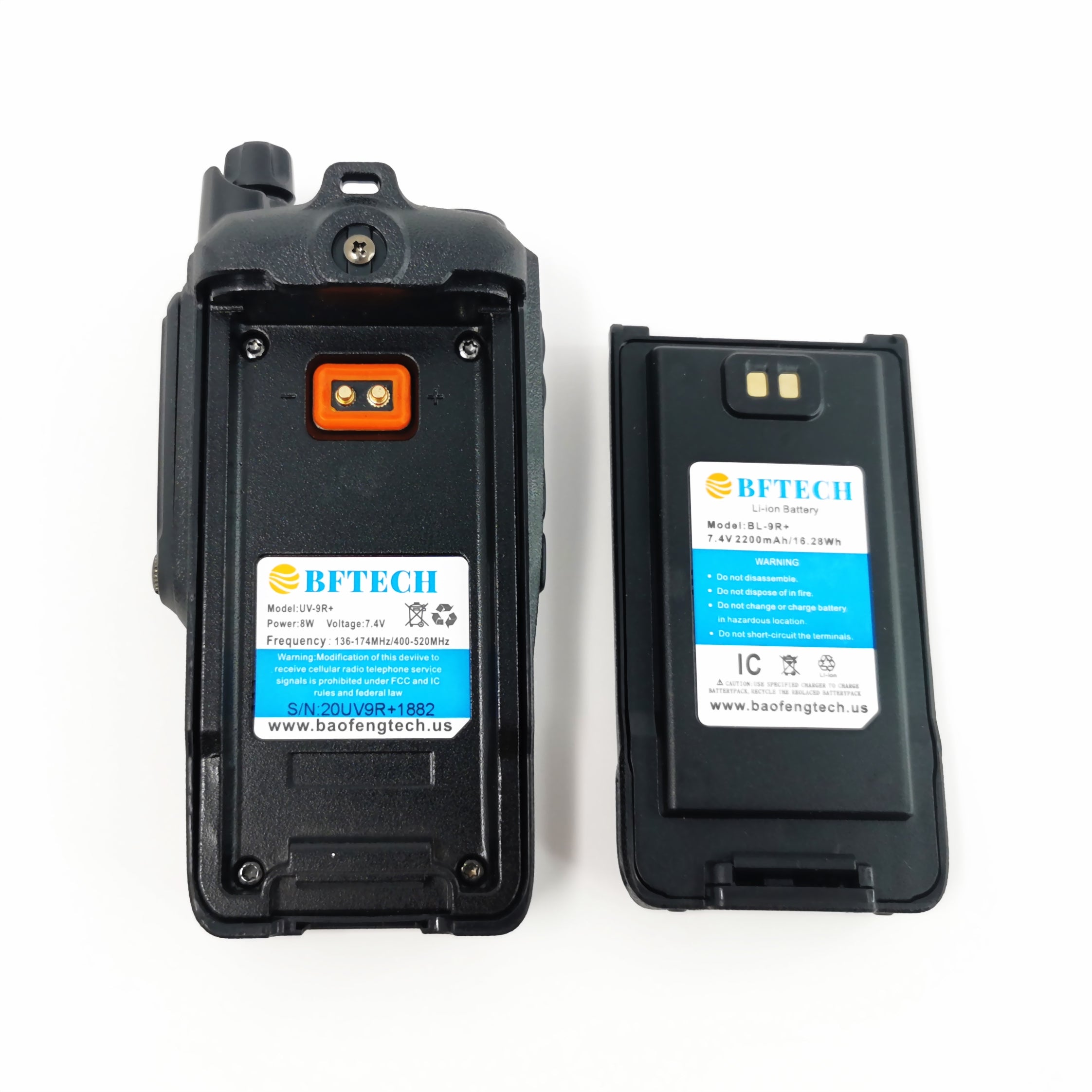 BFTECH UV-9R+ Handheld Walkie Talkie 8W UHF VHF UV Dual Band IP67 Waterproof Two Way Radio - BAOFENGBFTECH