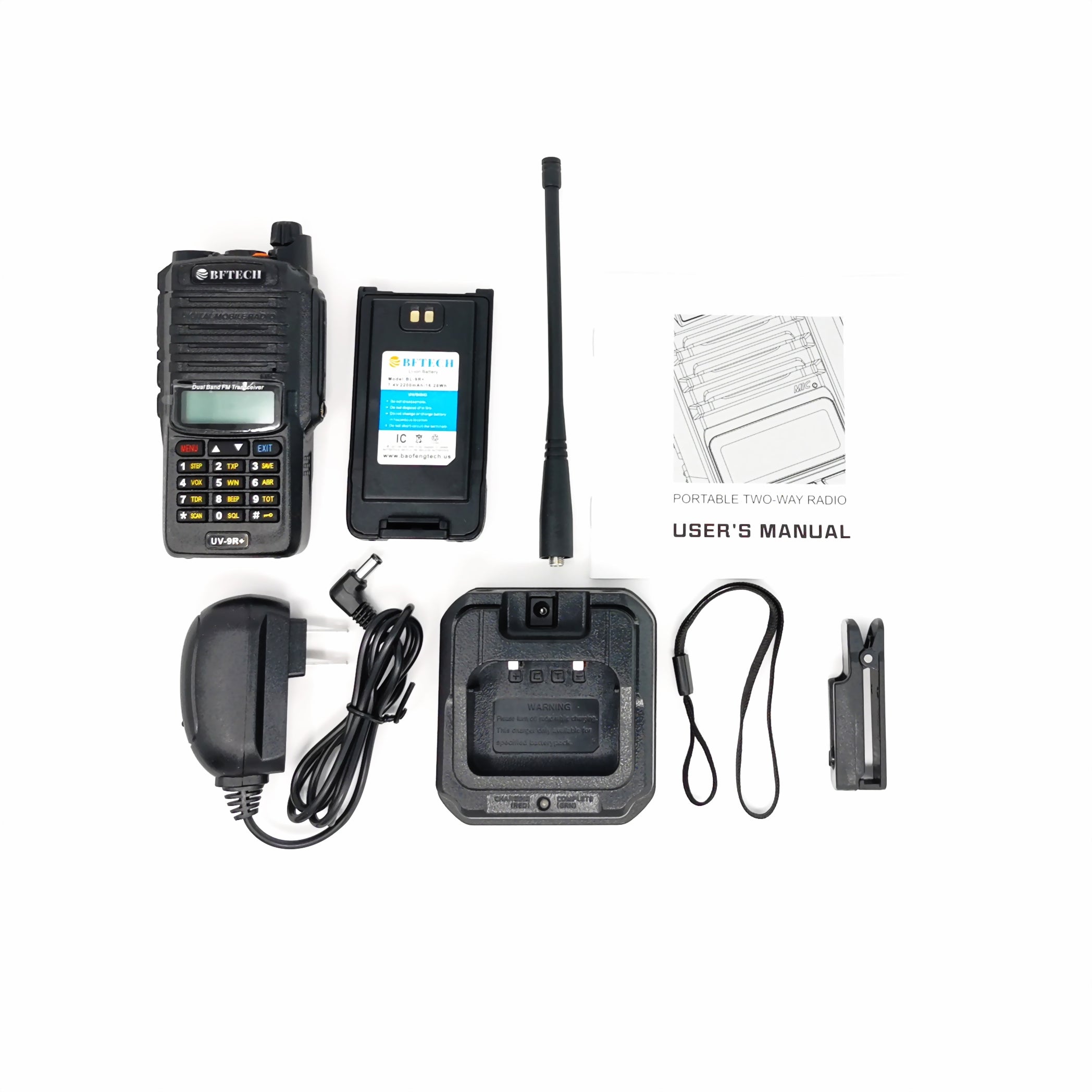 BFTECH UV-9R+ Handheld Walkie Talkie 8W UHF VHF UV Dual Band IP67 Waterproof Two Way Radio - BAOFENGBFTECH