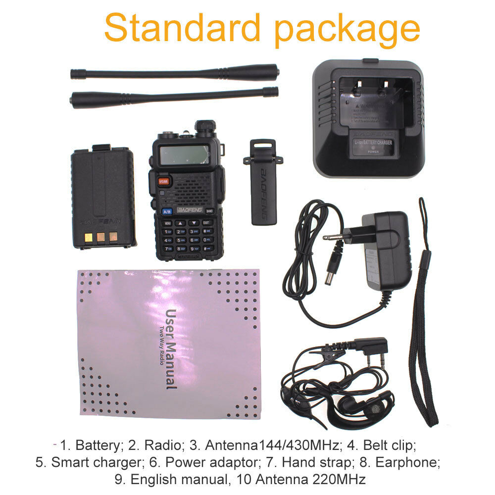Baofeng UV-5R III Tri-Band (vhf136-174mhz/220-260/uhf400-480mhz) analog portable two-way radio
