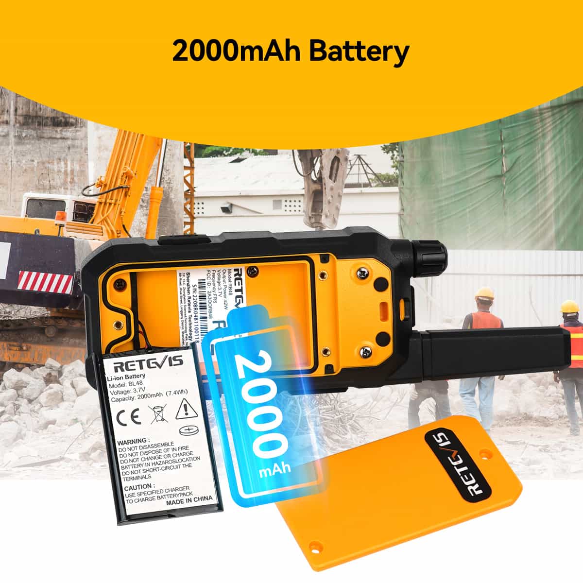 Retevis RB48 Premium Heavy Duty Full Power License Free Construction Job-site Two Way Walkie Talkie Radio