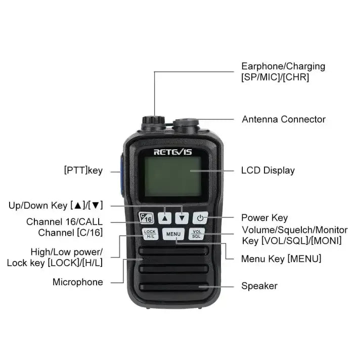 Retevis RM01 Floating VHF Marine Radio (3W, IP67 Waterproof)