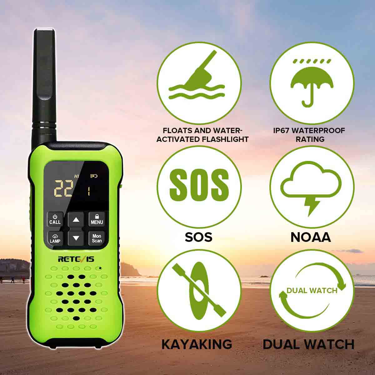 Retevis RT49P 2W Waterproof (IP67) GMRS Radio 2-Pack