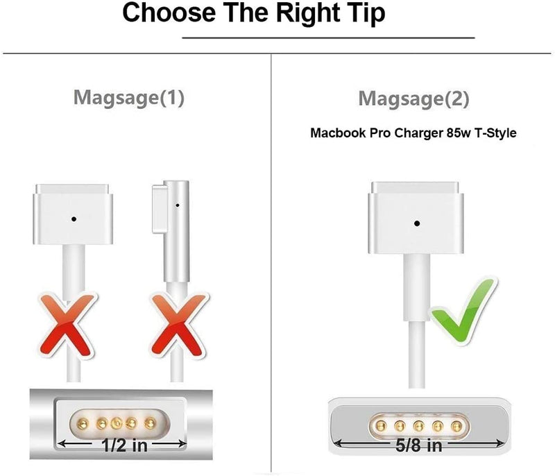60W Magsafe 2 T-Tip AC Replacement Charger Adapter Compatible for Mac Book Pro 2013 13 Inch 16.5V 3.65A, Mac Book Pro/Air  (2012-2015) - BAOFENGBFTECH