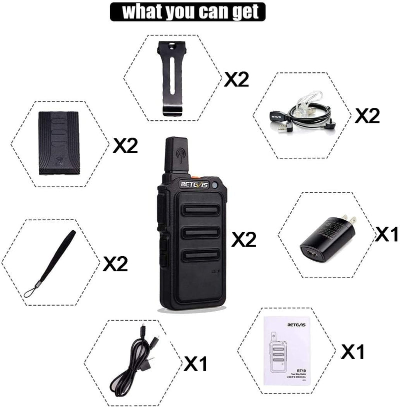 Retevis RT19 Two Way Radios Rechargeable,Portable Walkie Talkies for Adults,1300mAh Battery,Metal Clip,Hands Free Way Radios for Family Small Stores - 2