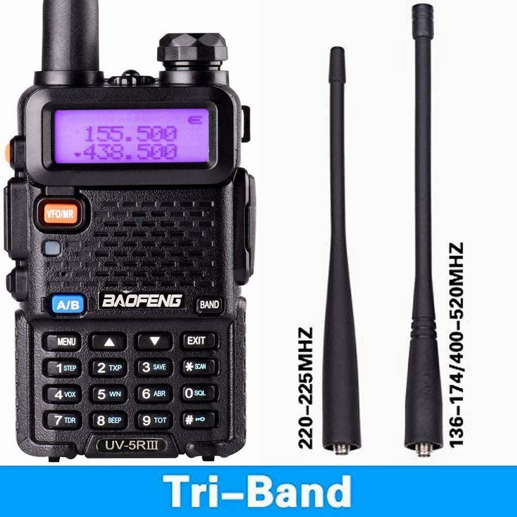 Baofeng UV-5R III Tri-Band (vhf136-174mhz/220-260/uhf400-480mhz) analog portable two-way radio