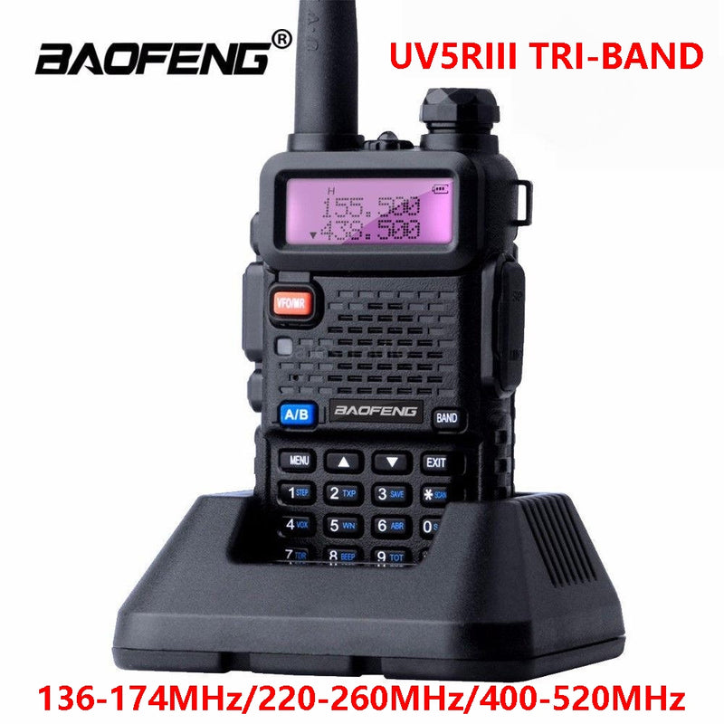 Baofeng UV-5R III Tri-Band (vhf136-174mhz/220-260/uhf400-480mhz) analog portable two-way radio