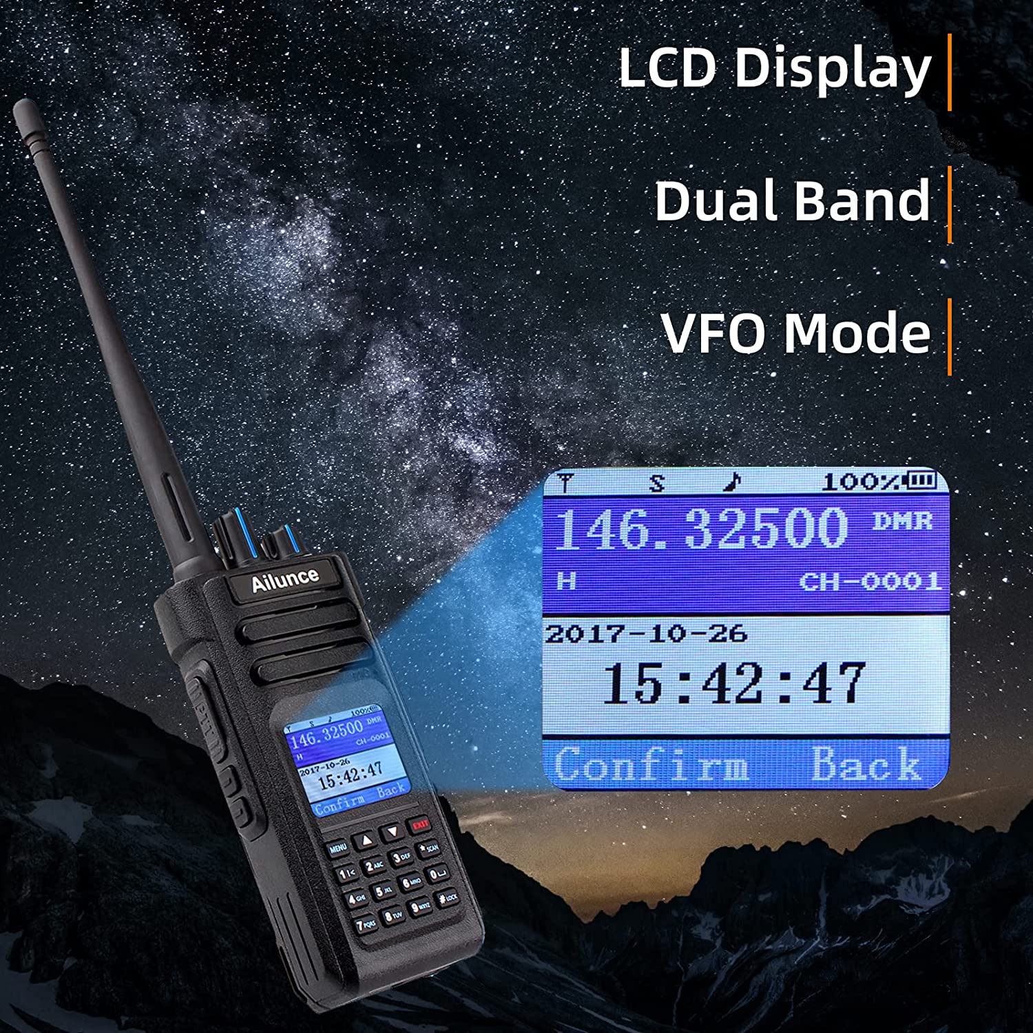 Ailunce HD1 DMR Radio Dual Band, IP67 Waterproof Digital Analog Two Way Radio With USB Programming Cable - BAOFENGBFTECH