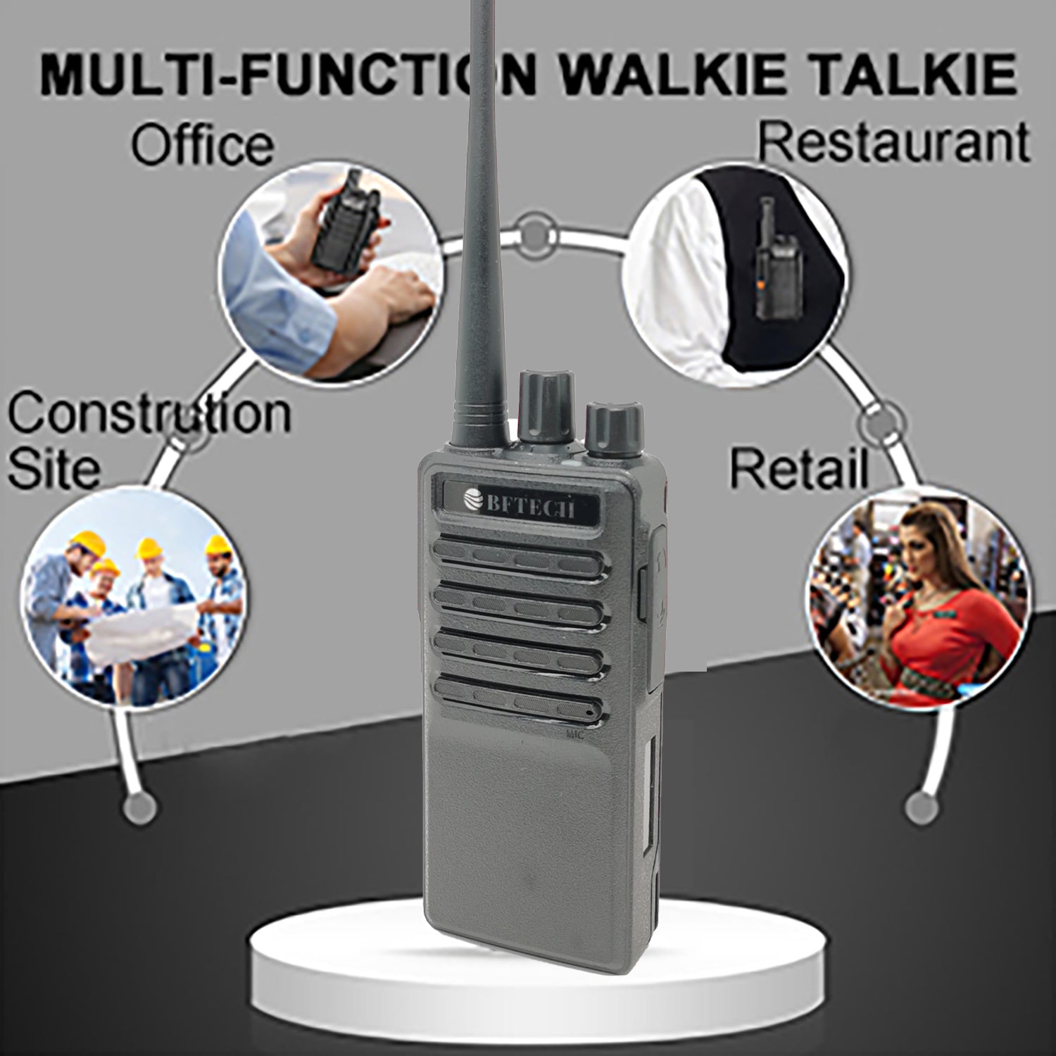 BFTECH BF-V8S Walkie Talkie Rechargeable 16 Channel Handheld Two Way Radios IC Certified:25769-BFV8S (2 Pack) - BAOFENGBFTECH