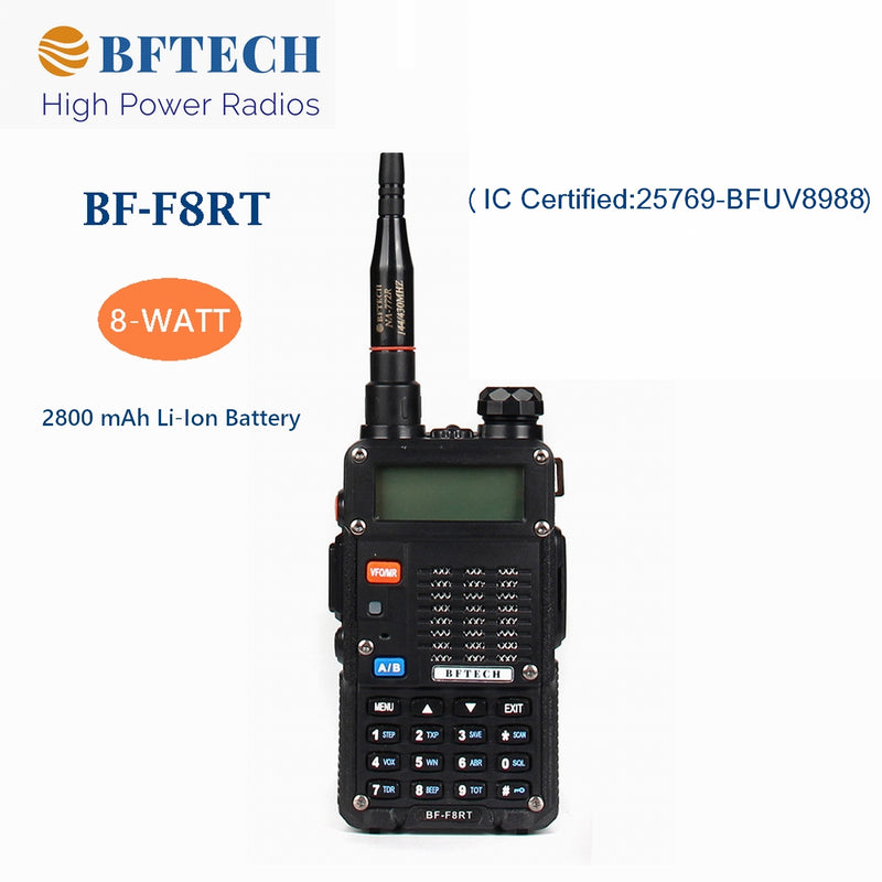 BFTECH BF-F8RT(UV-5R 4rd Gen, Model:UV-5X) 8-Watt Dual Band Two-Way Radio (136-174mhz vhf & 400-520mhz uhf) (2-pcs)