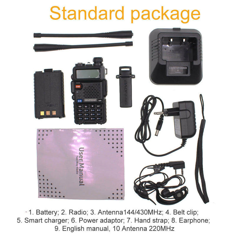 Baofeng UV-5R III Tri-Band (vhf136-174mhz/220-260/uhf400-480mhz) analog portable two-way radio